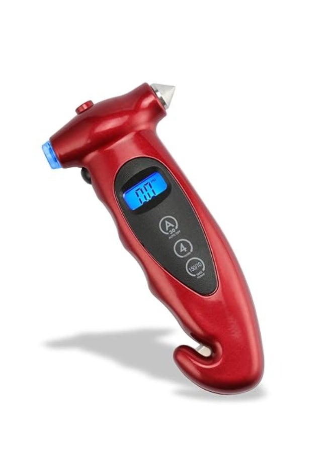 مقياس ضغط الإطارات 5 في 1، جهاز مراقبة رقمي لضغط هواء إطارات السيارة، شاشة LCD مع مطرقة - Image 1